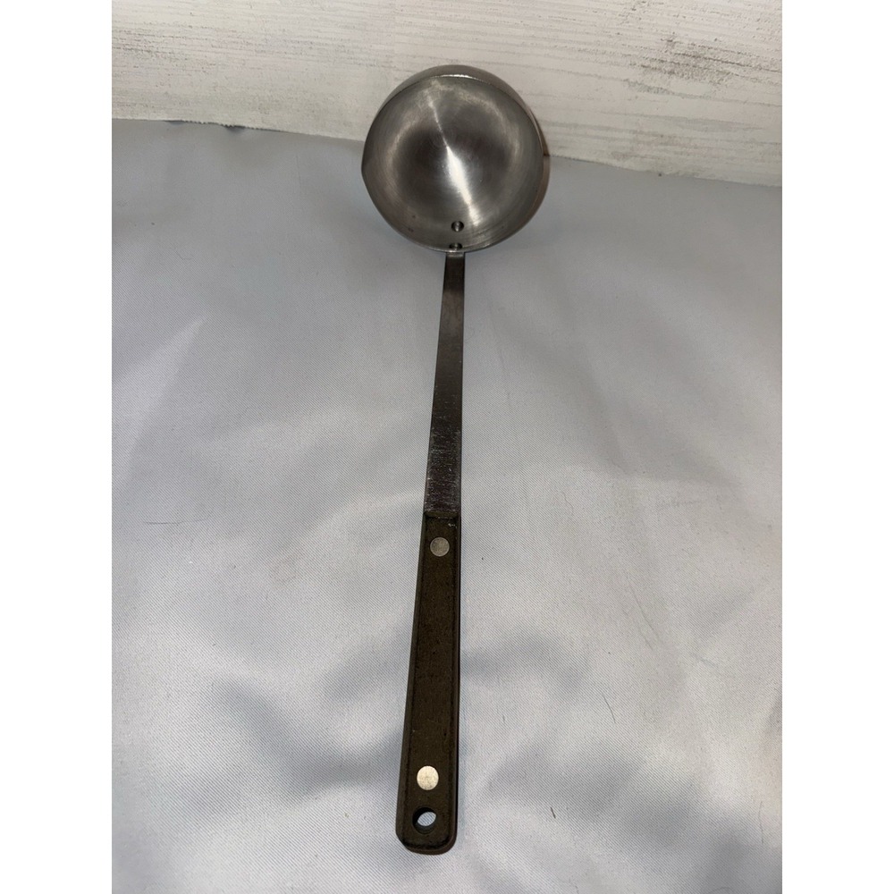 Vtg MAID OF HONOR Stainless Soup Ladle Wooden Handle w/ Spout Made In The USA